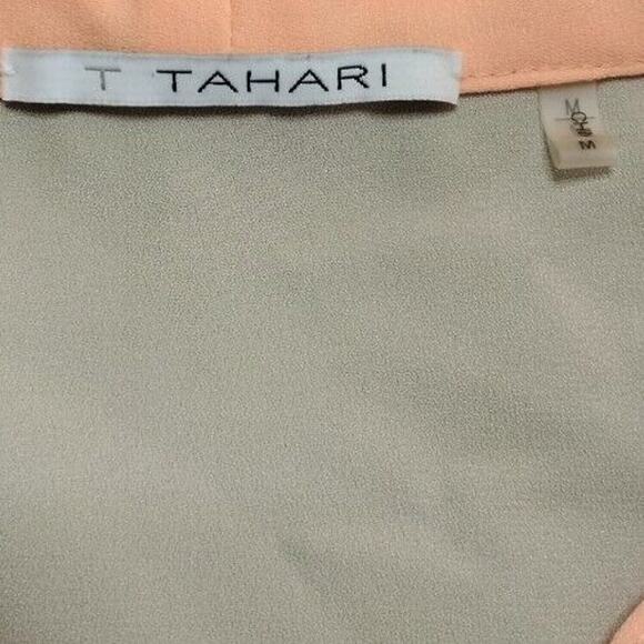 T Tahari Colorblock V-Neck Sleeve Blouse Beige/Peach Size M - Picture 4 of 7